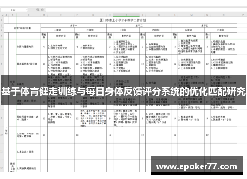 基于体育健走训练与每日身体反馈评分系统的优化匹配研究
